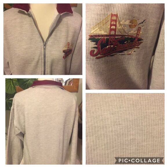 San Francisco Gray W/ Maroon Pullover Half Zip Sweatshirt Unisex Size Medium - Picture 3 of 8